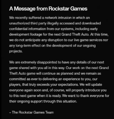 鉴定为真！R星官方承认《GTA 6》内容遭到泄露：会继续开发游戏