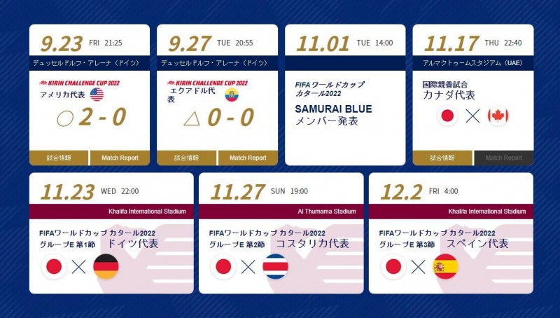 日本队世界杯日程安排：11月1日公布大名单，17日与加拿大热身