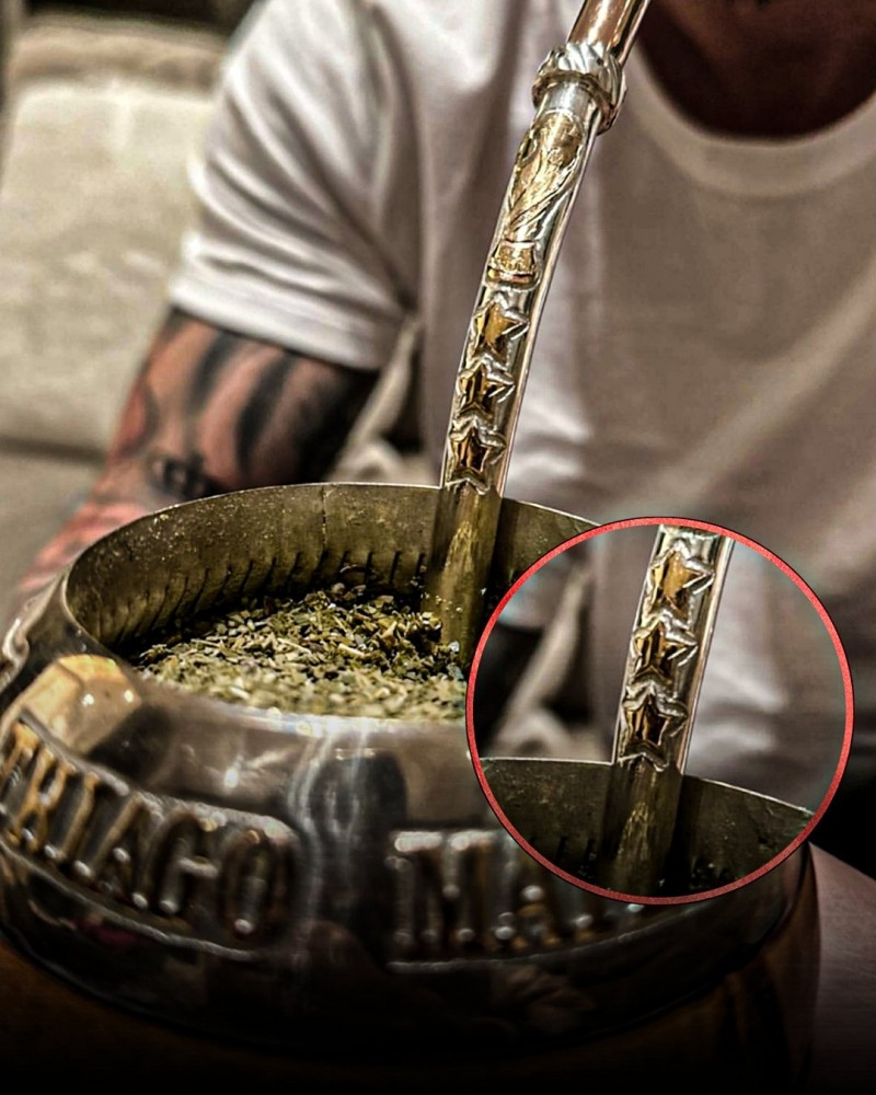 【QY球友会】三颗星吸管，梅西晒刻有三颗星和世界杯冠军奖杯的马黛茶吸管