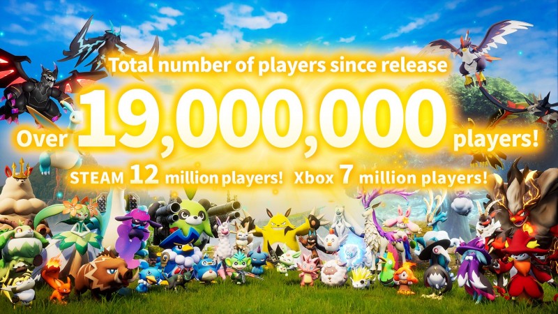 十分火爆！幻兽帕鲁》官方宣布：游戏发售至今玩家总数突破1900万