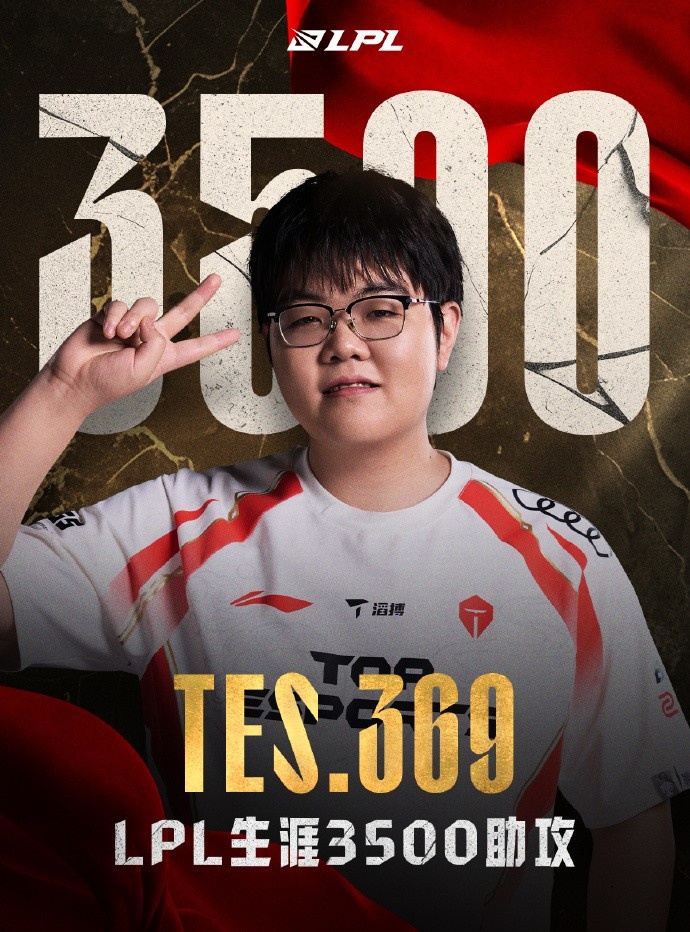 里程碑：369达成LPL3500助攻成就