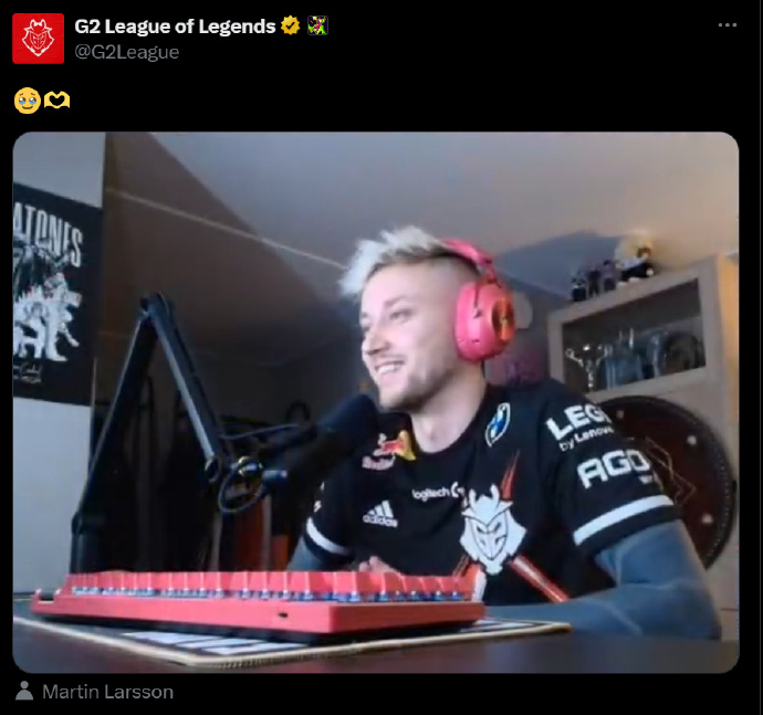 已和解！此前与G2有合同纠纷的Rekkles身穿G2队服为老东家加油