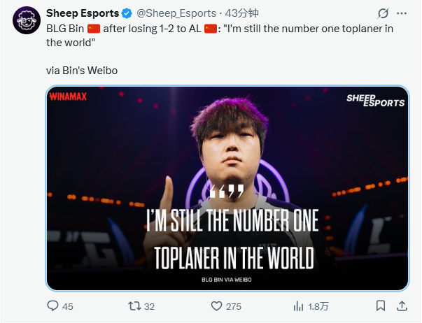 【QY球友会】已经传到国外去了！外媒发文：Bin哥说自己是“世一上”