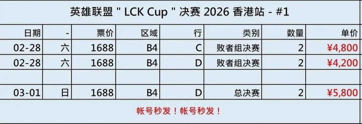 【QY球友会】割的就是你!香港举办LCK杯决赛 黄牛票四等票价翻将近四倍需要5800元!