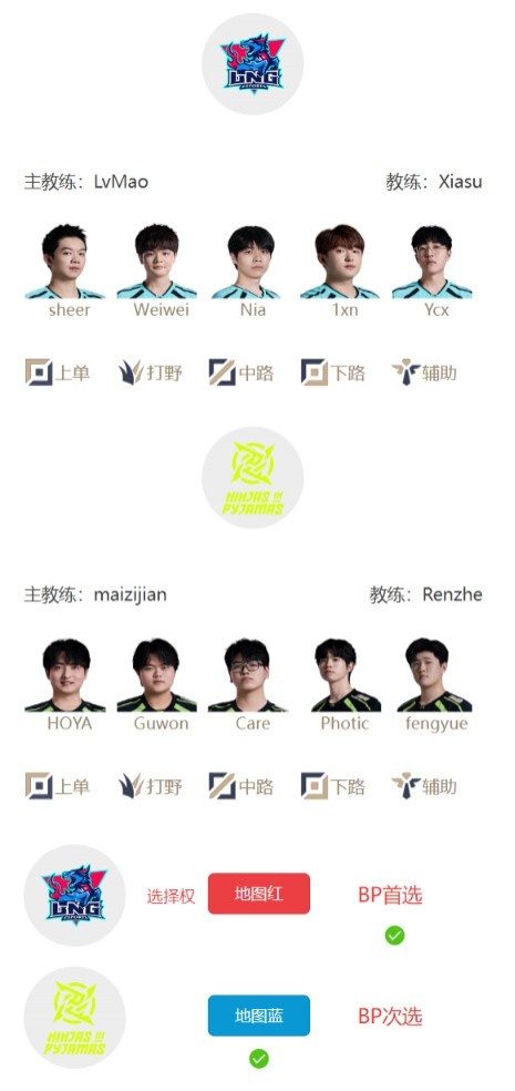 【QY球友会】LPL组内赛7月26日首发名单:sheer交手HOYA Shanks大战Knight