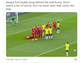 迈博体育 世界杯谜团解开：为什么球员躺着防守任意球