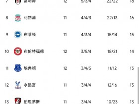 【QY球友会】英超积分榜：热刺联赛两连败仍第三 纽卡超切尔西暂升第四