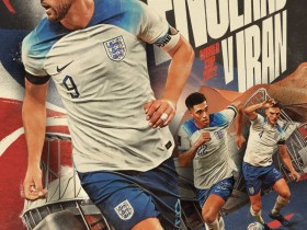 【QY球友会】英格兰队发布对阵伊朗海报：凯恩、贝林厄姆、赖斯出镜